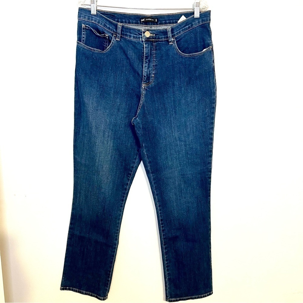 Y2K Lee Classic Fit 1889 High Rise Straight Leg Blue Wash Denim Jeans Size 14